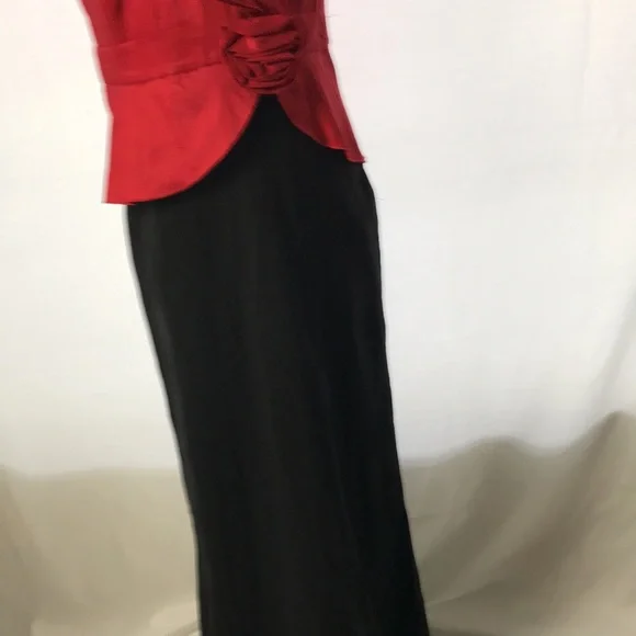 ❤️ Women’s Vintage MISS KIM Long Red & Black Formal Prom Sleeveless Dress Size? - Picture 4 of 11